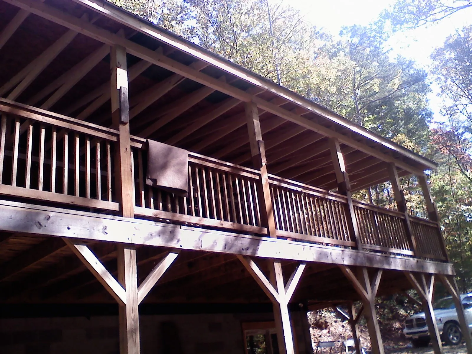 Timber framing under a new elevated porch and deck — Roof Leak Repair in San Rafael by Roofing Brothers